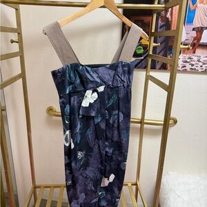 MaxMara Strapless Dress in Blue and Gray Floral